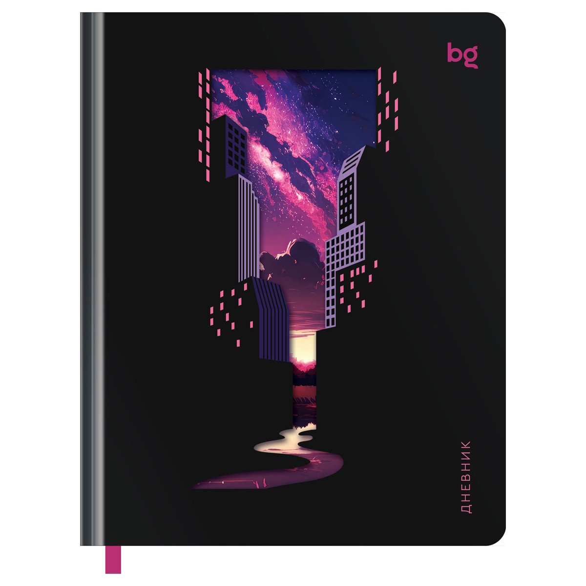 превью Дневник 1-11 кл. 48л. (твердый) BG «Mysterious city», фигурная вырубка, матовая ламинация, тиснение фольгой, ляссе