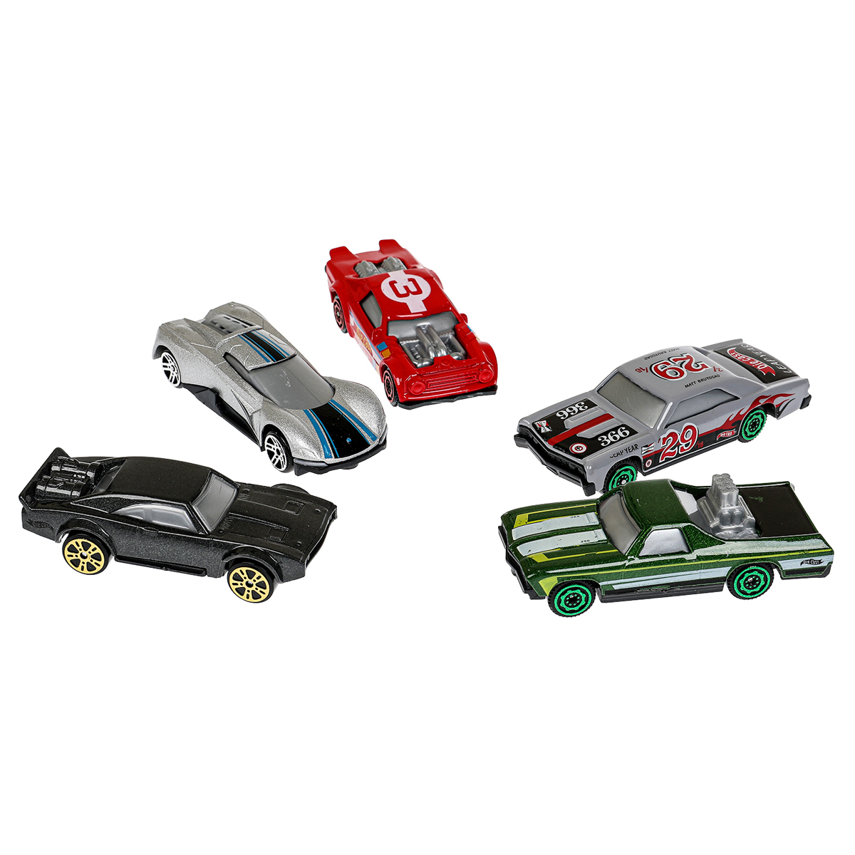 Набор игрушечных машин Технопарк «Гоночные машины. Road racing», 5шт., металл., 7.5см