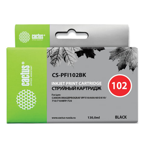 превью Картридж струйный CACTUS (CS-PFI102BK) для CANON iPF500/510/F600/605/650/700, черный, 130 мл