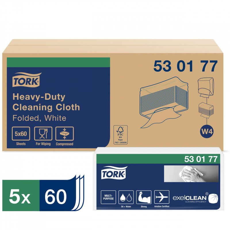 Нетканый материал Tork в салфетках W4 60л/уп,белый 530177