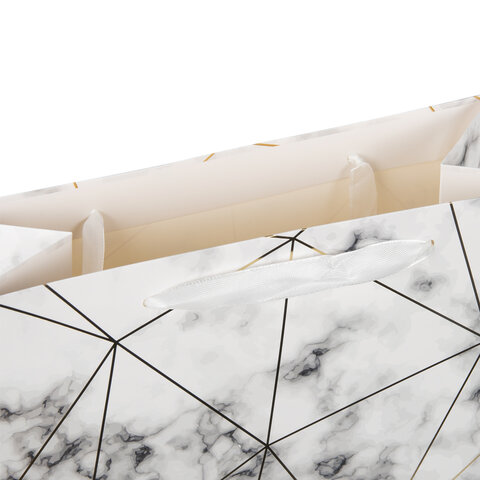 Пакет подарочный 26.5×12.7×33 см ЗОЛОТАЯ СКАЗКА «Golden Marble», тиснение фольгой