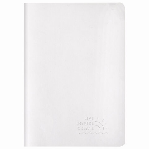 Тетрадь 48 л. в клетку обложка кожзам SoftTouch, сшивка, A5 (147×210мм), БЕЛЫЙ, BRAUBERG RAINBOW