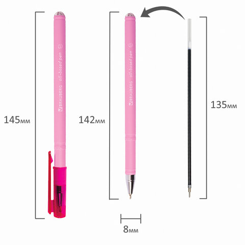 Ручка шариковая масляная BRAUBERG «FRUITY Pastel», СИНЯЯ, soft-touch, узел 0.7 мм, линия письма 0.35 мм, 142958