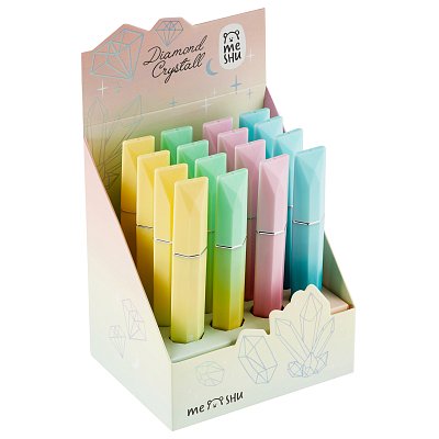 Текстовыделитель MESHU «Diamond», ассорти, пастельные цвета, 1-4мм, шоу-бокс
