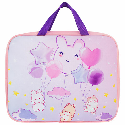 Папка на молнии с ручками BRAUBERG KIDS А4, 1 отделение, полиэстер, 80 мм, Dreamy clouds