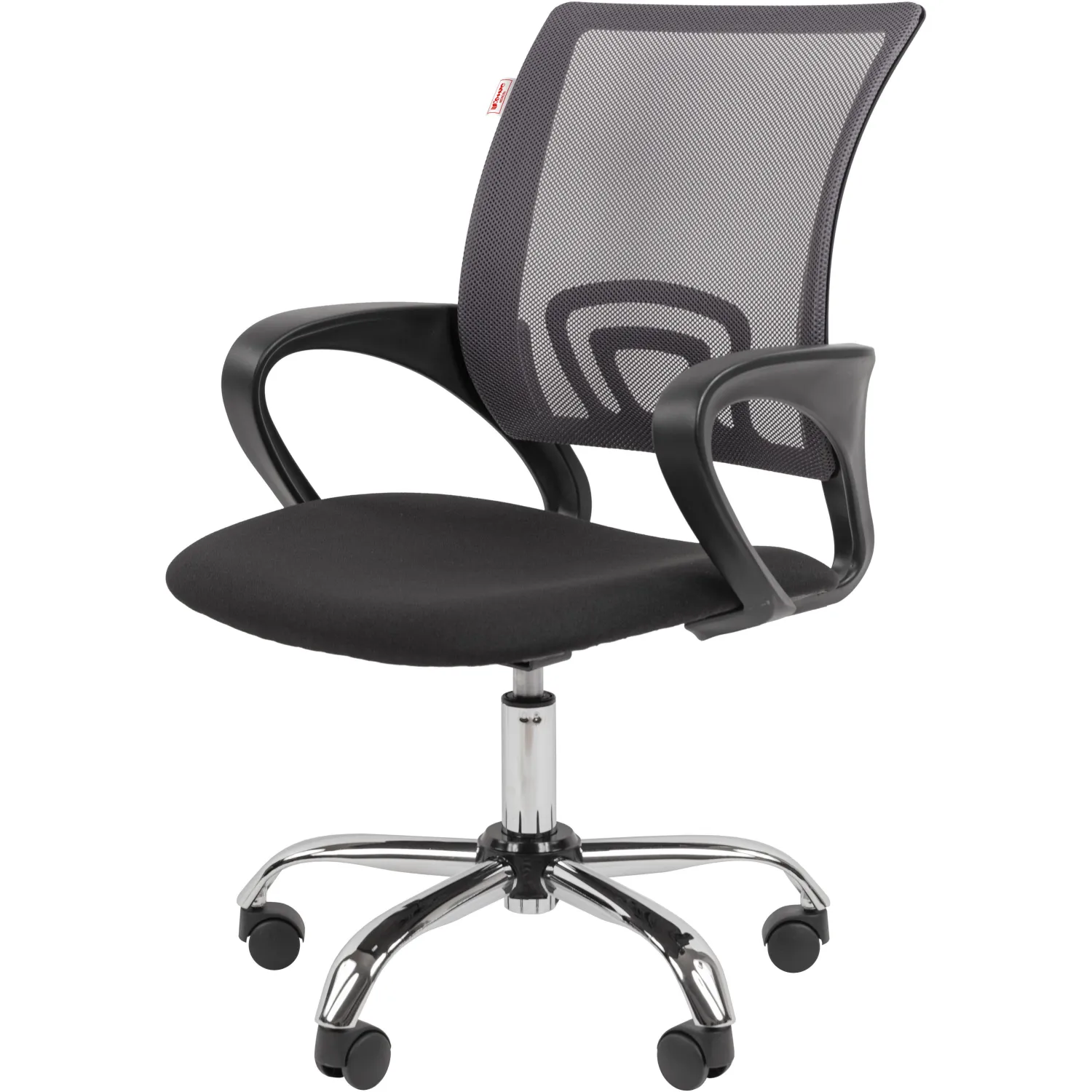 Кресло офисное Easy Chair 304 LT серое/чёрное (сетка/ткань, металл хромированный)