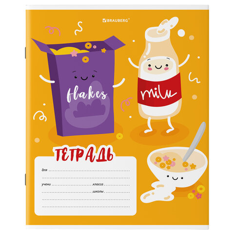 Тетрадь 18 л. BRAUBERG клетка, обложка картон, «Tasty food»