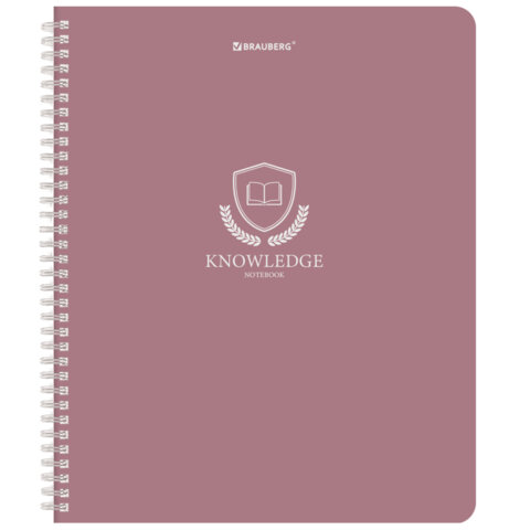 Тетрадь А5, 48 л., BRAUBERG, гребень, клетка, матовая ламинация, «Knowledge» (микс в спайке)