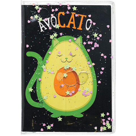 Блокнот Centrum Avocato А6 56 листов в клетку на скрепке (обложка с блестками)