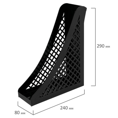 Лоток вертикальный для бумаг BRAUBERG ECO, 240×80х290 мм, сетчатый, черный