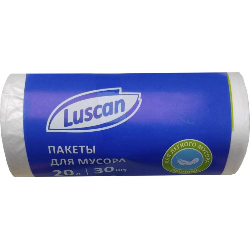 превью Мешки для мусора ПНД 20л 6мкм 30шт/рул белые 42×50см Luscan