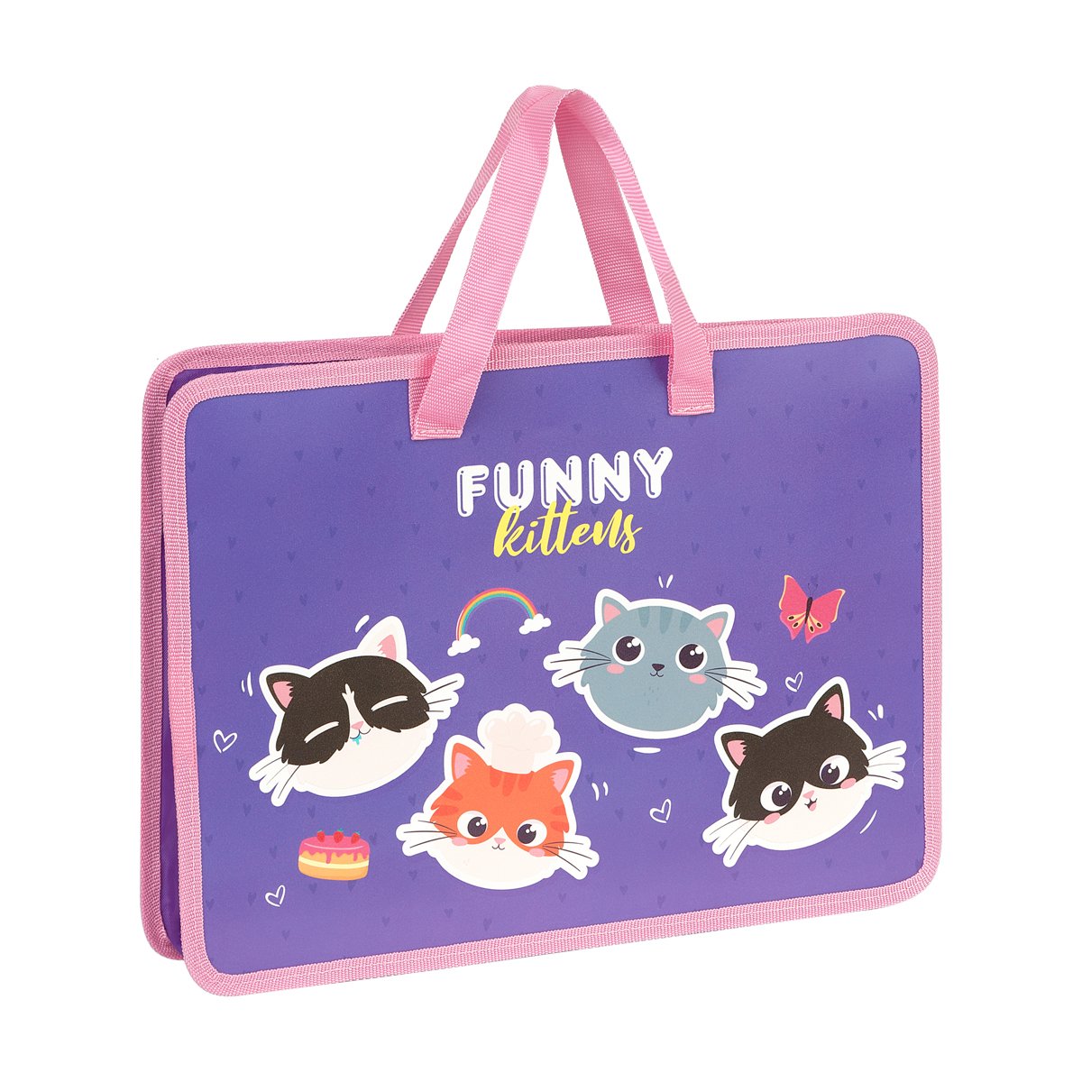 превью Папка с ручками А4 ArtSpace «Funny Kittens», пластик, на молнии, 45мм