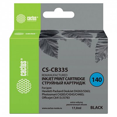 Картридж струйный CACTUS совместимый (CB335HE) C4283/C4383/J5783/Deskjet D4263 и другие, черный, 17 мл
