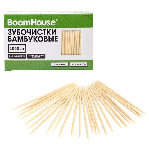 Зубочистки бамбуковые 1000 шт. в коробке, BOOMHOUSE (БУМХАУС)