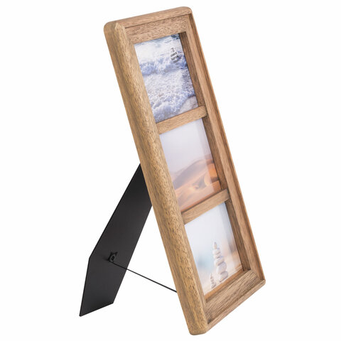 Рамка из мангового дерева BRAUBERG LOFT TRINITY, 3 фото 10×15см, акриловый экран, 20×35.5 см