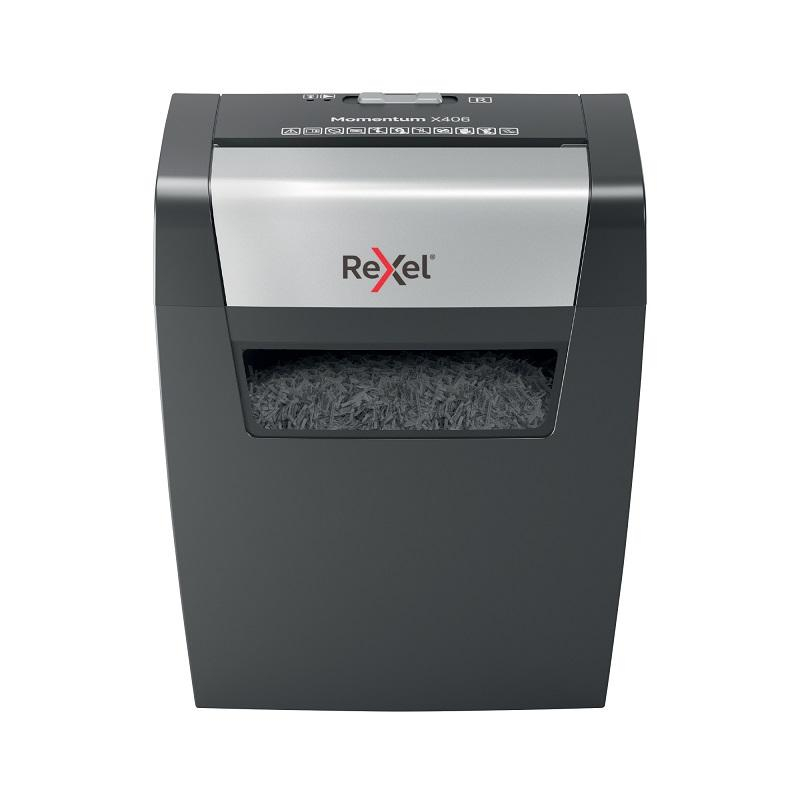 Уничтожитель (шредер) Rexel Momentum X406, 1-3 человека, 4 уровень секретности, фрагменты 4×30 мм, 6 листов, 15 л