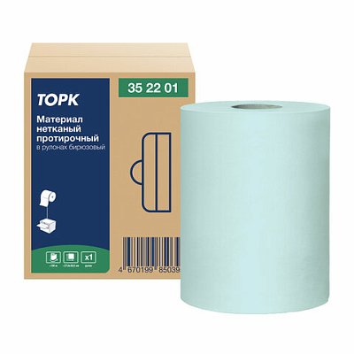 Протирочный нетканый материал TORK Advanced, 253 листа в рулоне, 39.5×27.6 см, бирюзовый