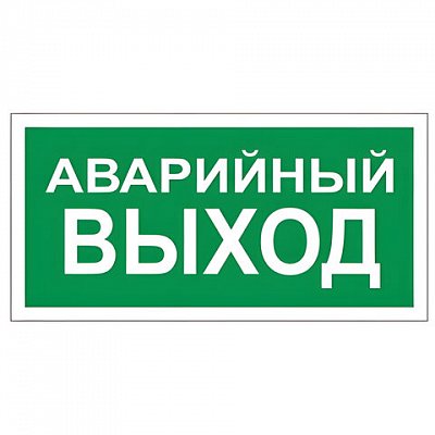 Знак вспомогательный «Аварийный выход», прямоугольник, 300×150 мм, самоклейка