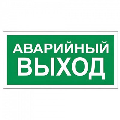 Знак вспомогательный «Аварийный выход», прямоугольник, 300×150 мм, самоклейка