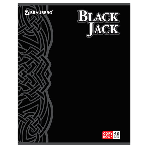 Тетрадь 48 л. BRAUBERG, клетка, выборочный лак, "Black Jack", 5 видов