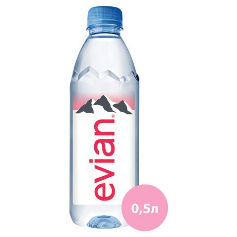 Вода негазированная минеральная EVIAN, 0.5 л, пластиковая бутылка