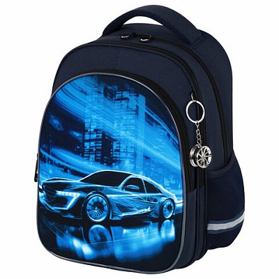 Рюкзак BRAUBERG OPTIMA, 2 отделения, с брелоком, «Night driver», 36×27х18 см