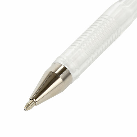 Ручка гелевая BRAUBERG «White Pastel», БЕЛАЯ, корпус прозрачный, узел 1 мм, линия письма 0.5 мм