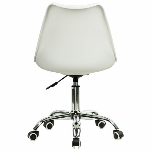 Кресло стул BRABIX «Eames MG-310 CH», хром, пластик белый, экокожа белая