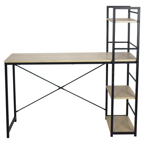Стол на металлокаркасе BRABIX «LOFT CD-005»,1200×520х1200 мм, 3 полки, цвет дуб натуральный
