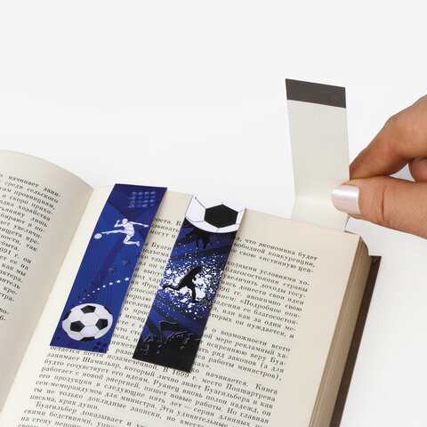 Закладки для книг с магнитом «ФУТБОЛ», набор 6 шт., блестки, 25×196 мм, ЮНЛАНДИЯ, 111645