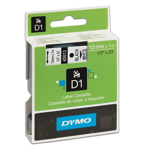 превью Картридж для этикет-принтеров DYMO LM150, LP350, PC II (12 мм x 7м, белая лента/чёрный шрифт)