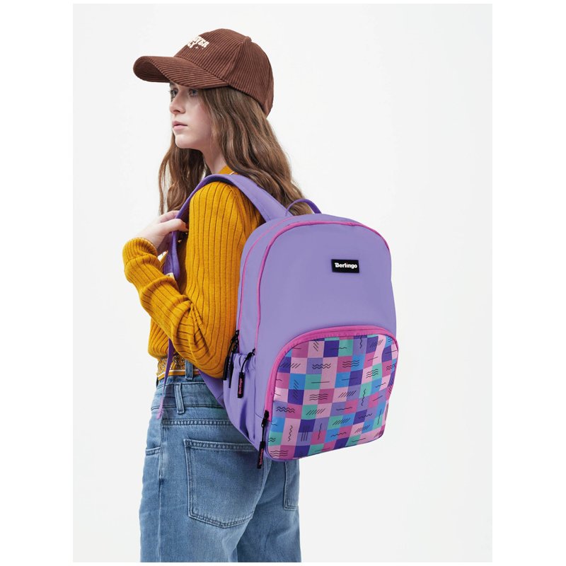 Рюкзак Berlingo Light «Squares» 39.5×28×16см, 2 отделения, 3 кармана, уплотненная спинка