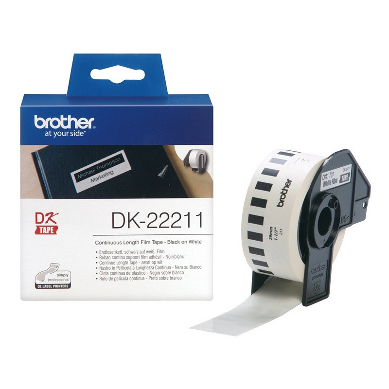 превью Картридж для принтера этикеток Brother DK-22211 (29 мм x 15 м, цвет ленты белый, шрифт черный)