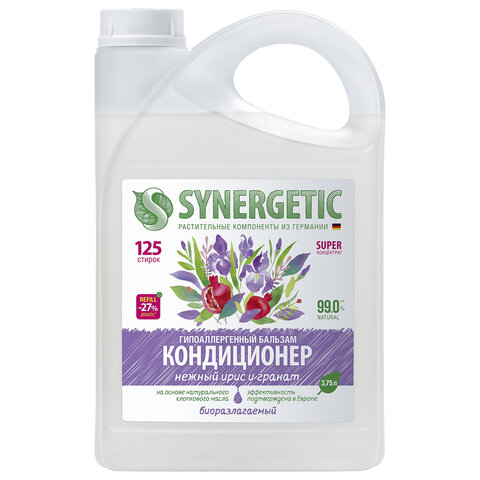 превью Кондиционер-бальзам для белья 3.75 л SYNERGETIC «Нежный ирис и гранат», концентрат
