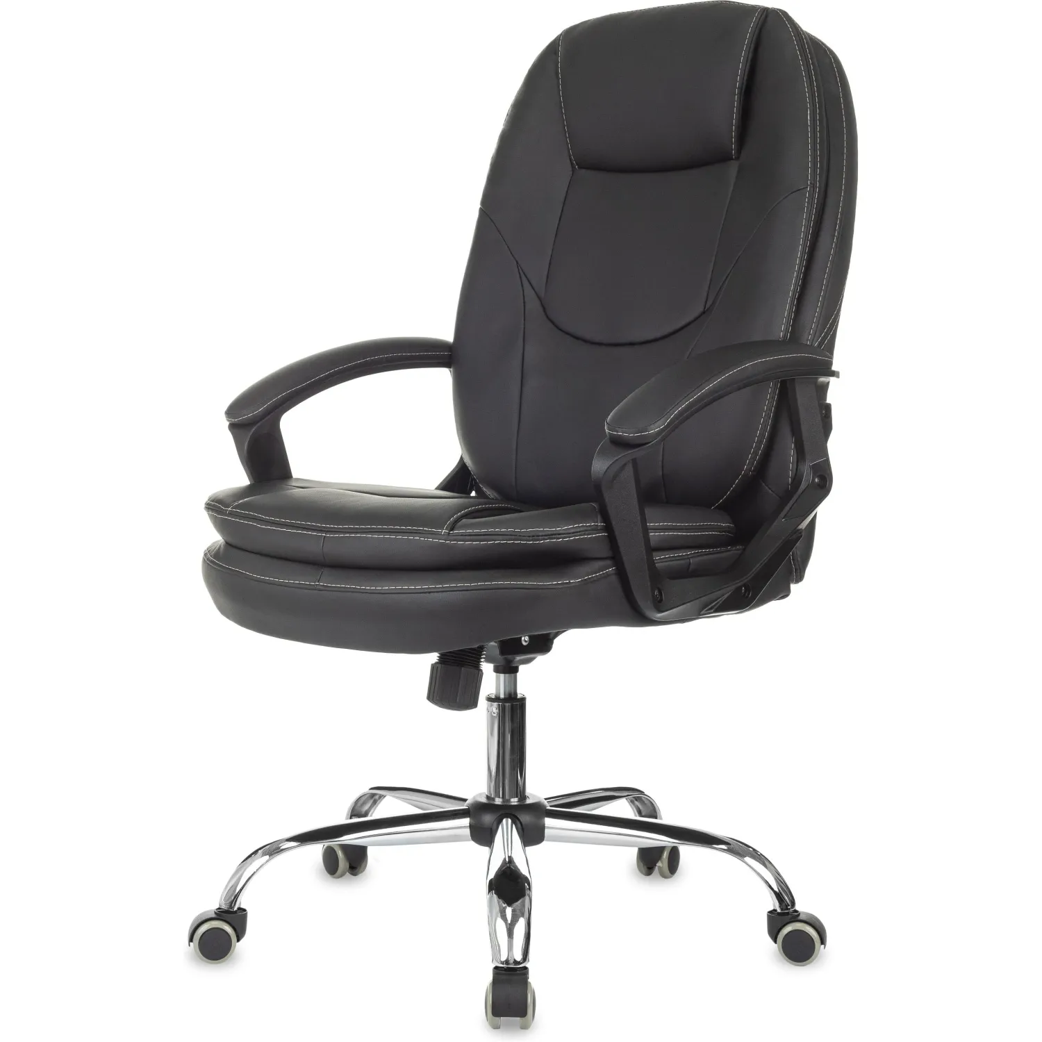 превью Кресло для руководителя Easy Chair 668 чёрное (экокожа, металл хромированный)