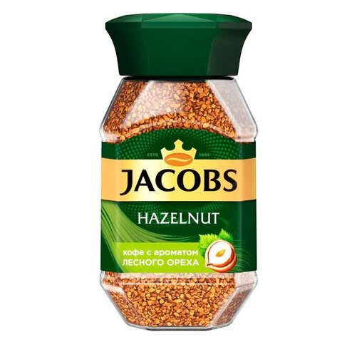 превью Кофе растворимый JACOBS «Hazelnut» с ароматом лесного ореха, сублимированный, 95 г, стеклянная банка