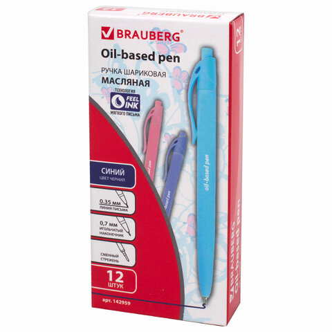 Ручка шариковая масляная автоматическая BRAUBERG «FRUITY Pastel», СИНЯЯ, корпус soft-touch, узел 0.7 мм, линия письма 0.35 мм, 142959