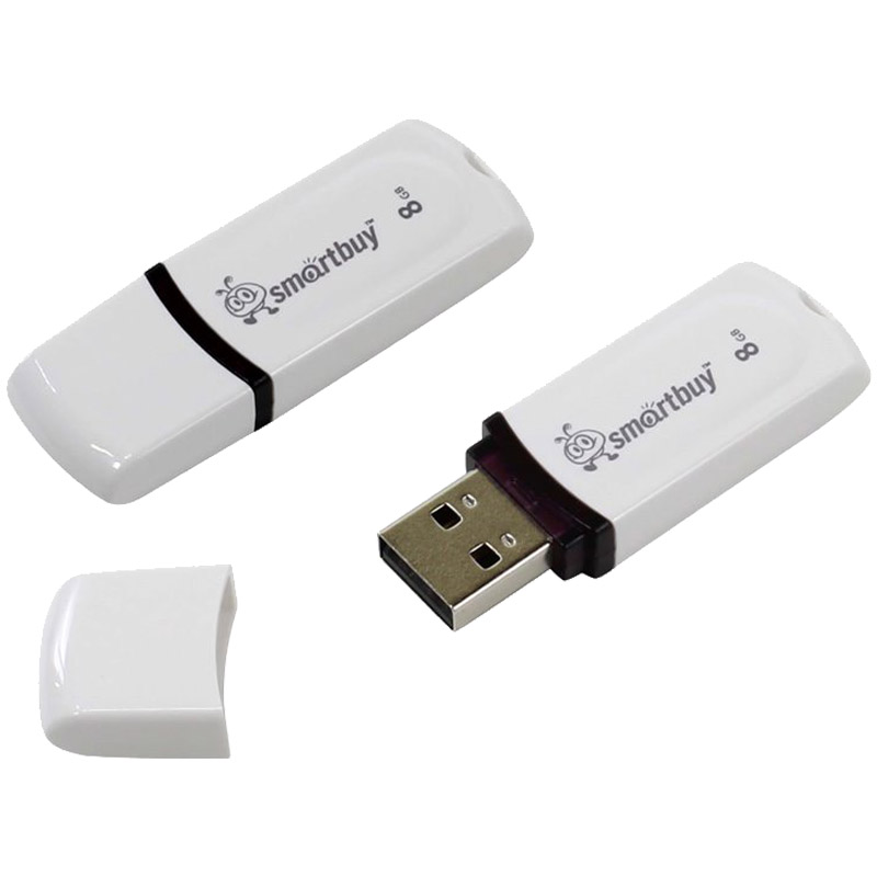 Флэш-диск 8 GB, SMARTBUY Paean, USB 2.0, белый