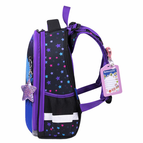 Ранец BRAUBERG PREMIUM, 2 отделения, с брелком, «Neon cat», 38×29х16 см