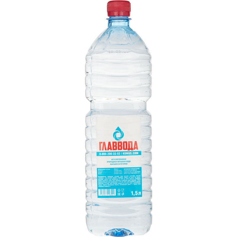 Вода питьевая Главвода негазированная 1.5 литра (6 штук в упаковке)
