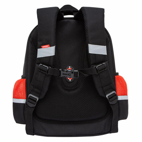 Ранец GRIZZLY анатомическая спинка, с бейджем, для мальчиков, RACER, 36×28х20 см