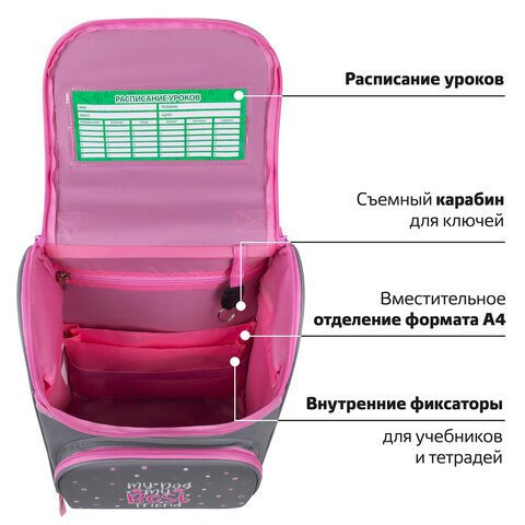 Ранец ПИФАГОР BASIC, 1 отделение, 3 кармана, эргономичная спинка, «Best team», 35×28х18 см