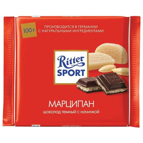 превью Шоколад RITTER SPORT «Марципан», темный с начинкой, 100 г, Германия