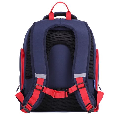 Рюкзак BRAUBERG CLASSIC, легкий каркас, премиум материал, «Wild wolf», синий, 37×32х21 см