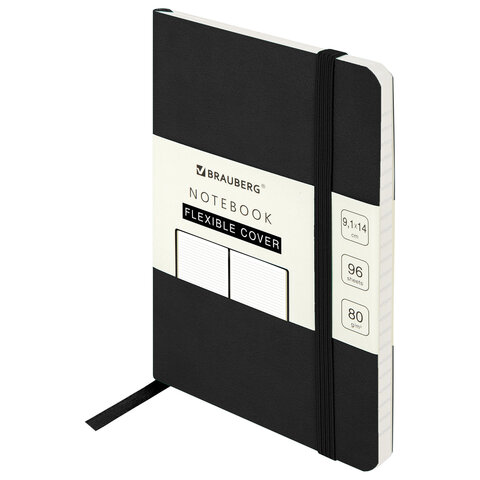 превью Блокнот МАЛЫЙ ФОРМАТ (96×140 мм) А6, BRAUBERG ULTRA, под кожу, 80 г/м2, 96 л., линия, черный