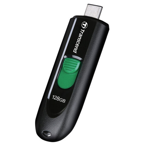 Флеш-диск 128GB TRANSCEND JetFlash 790C, разъем USB 3.2, черный/зеленый