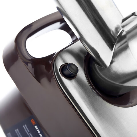 Мясорубка BRAYER BR1601, 1300 Вт, производительность 1.5 кг/мин, металлический шнек, реверс, пластик, коричневая/серебро