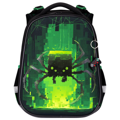 Ранец BRAUBERG PREMIUM, 2 отделения, с брелоком, «Digital spider», LED-ЛАМПОЧКИ, 38×29х16 см