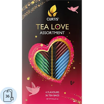 Чай Curtis Tea Love Assortment сердце ассорти 4 вкуса пакет 36 сашет