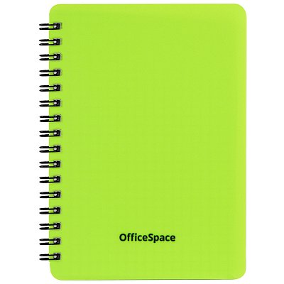 Записная книжка А6 60л. на гребне OfficeSpace «Neon», салатовая пластиковая обложка